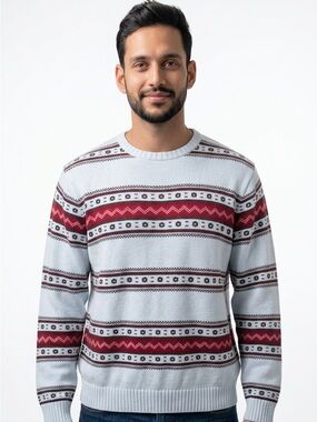 🧊‎ CHAPS Fair Isle Cotton Knit Sweater 🔹 Size L